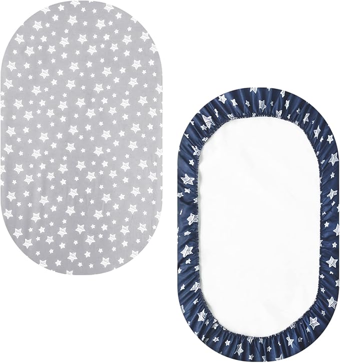 Bassinet Sheets Set 4 Pack for Baby Boy, Universal Fit for Oval, Hourglass and - Image 5