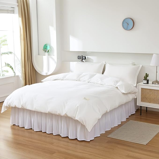 MEILA Wrap Around Bed Skirt Three Fabric Sides Elastic Dust Ruffled 24 Inch - Image 3