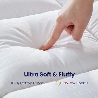 SLEEP ZONE Full Size Cotton Mattress Pad, Machine Washable Mattress Protector - Image 2