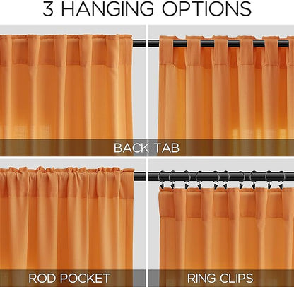 Nanspring Orange Linen Curtains - Image 2