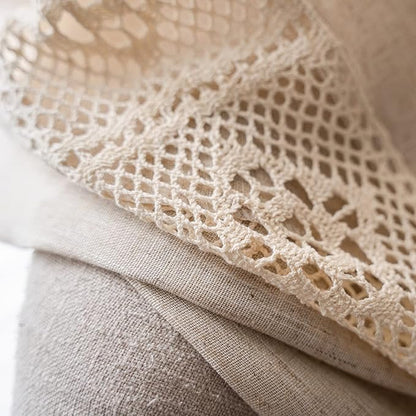 ENJOYBRIDAL Beige Curtains Crochet Lace Patchwork Drapes Curtains 96 Inch - Image 4