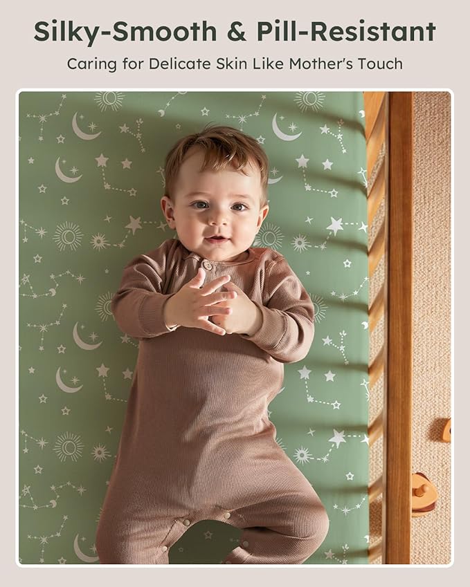 Pack and Play Sheets Fitted 3 Pack, Mini Crib Sheets - Image 2