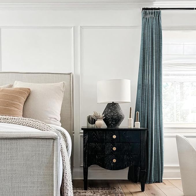 TWOPAGES 84 W x 96 L inch Pinch Pleated Curtain Room Darkening Linen Drapery - Image 3
