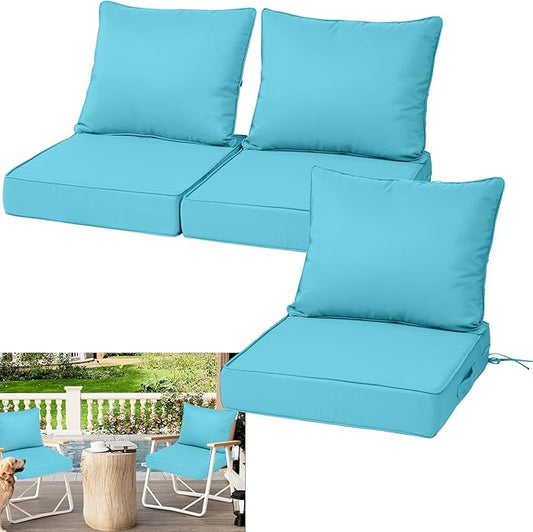 Waterproof Outdoor Chair Cushion Set of 3, Outdoor Cushions by Vulacko