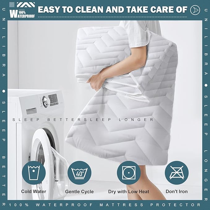 Full Size Waterproof Mattress Protector Quilted, Breathable Ultra-Soft Filling - Image 6