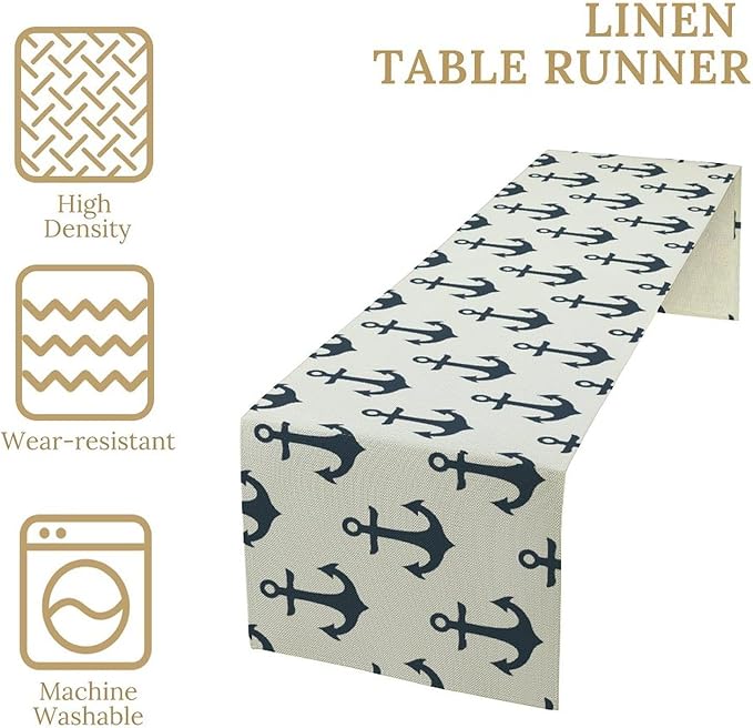 Nautical Themed Table Runner, Oceanic Sailing Element Travel Ship Yacht Table - Image 5