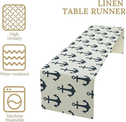 Nautical Themed Table Runner, Oceanic Sailing Element Travel Ship Yacht Table - Image 5