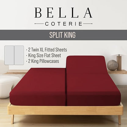 Bella Coterie Luxury Bamboo Viscose Split King Size Sheet Set | 2 Fitted Sheets - Image 2