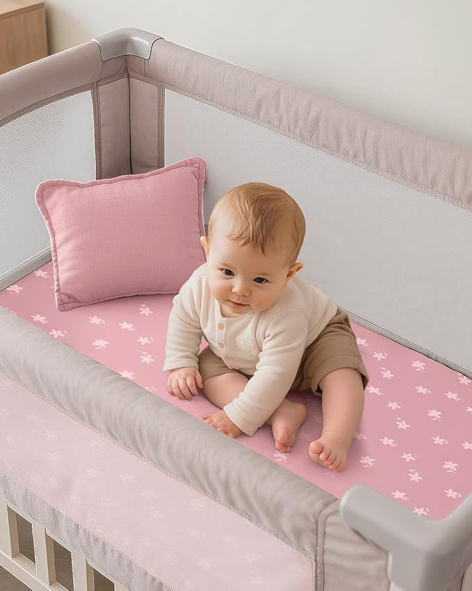 Pack and Play Sheets Fitted, Mini Crib Sheets 2-Pack - Image 2