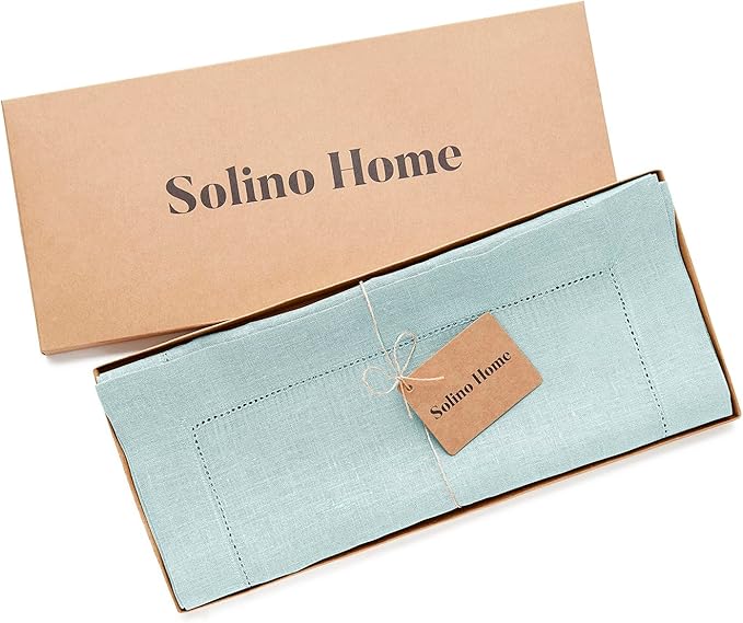 Solino Home Linen Aqua Blue Table Runner 120 Inches Long - Image 5