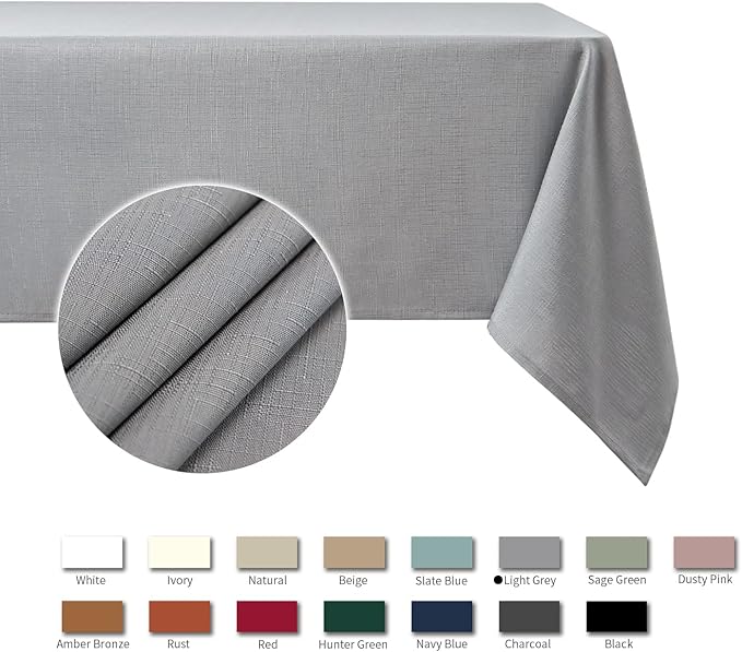 maxmill Rectangle Slubby Textured Tablecloth Waterproof Spillproof Wrinkle Free - Image 4