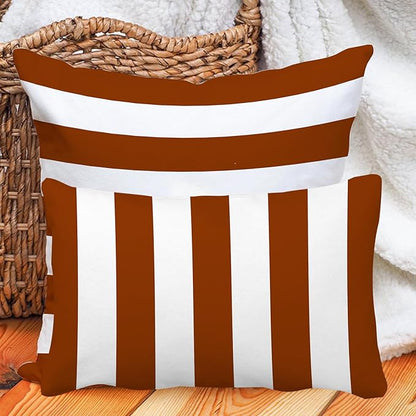 Leaveland Burnt Orange and White Stripe Set of 2 12x20 Inch Throw Pillow Cover - Image 8