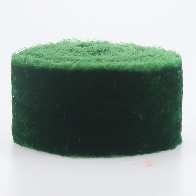 Dark Green Velvet Ribbon for Christmas Tree Decorations Frayed Silk Velvet - Image 7