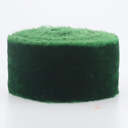 Dark Green Velvet Ribbon for Christmas Tree Decorations Frayed Silk Velvet - Image 7