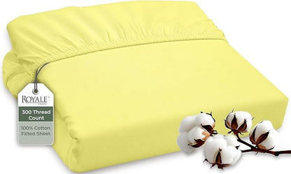 ROYALE LINENS 300 Thread Count 100% Long Staple Combed Cotton Fitted Sheet Full by ROYALELINENS