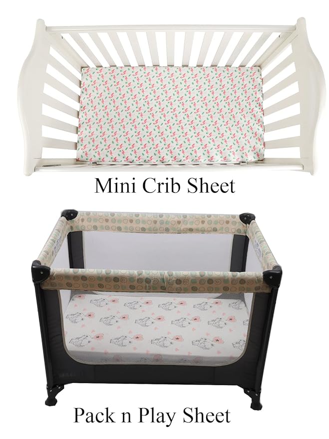 Pack n Play Sheet Stretchy Fitted Portable Mini Crib Sheets Set 3 Pack - Image 6