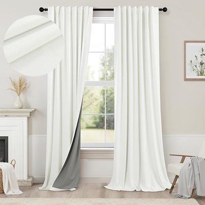 Living Room Curtains 84 Inches Long Faux Linen Darkening Curtain by Pitalk