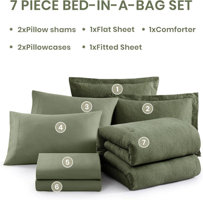 monbix king size comforter set olive green 7, front angle view