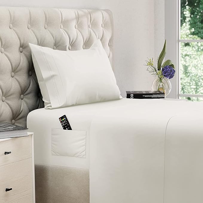 DREAMCARE Twin XL Sheet Sets – 3pcs Cooling Sheets – up to 15” Deep Pocket Twin by DREAMCARE
