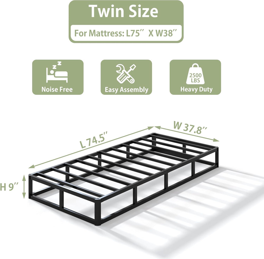 9 Inch Heavy Duty Metal Box Spring Twin Size, Low Profile Twin Mattress Found...