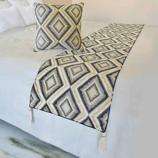 The HomeCentric King/Queen/Twin Blue Decorative CA King 86"x18" Bed Runner by TheHomeCentric