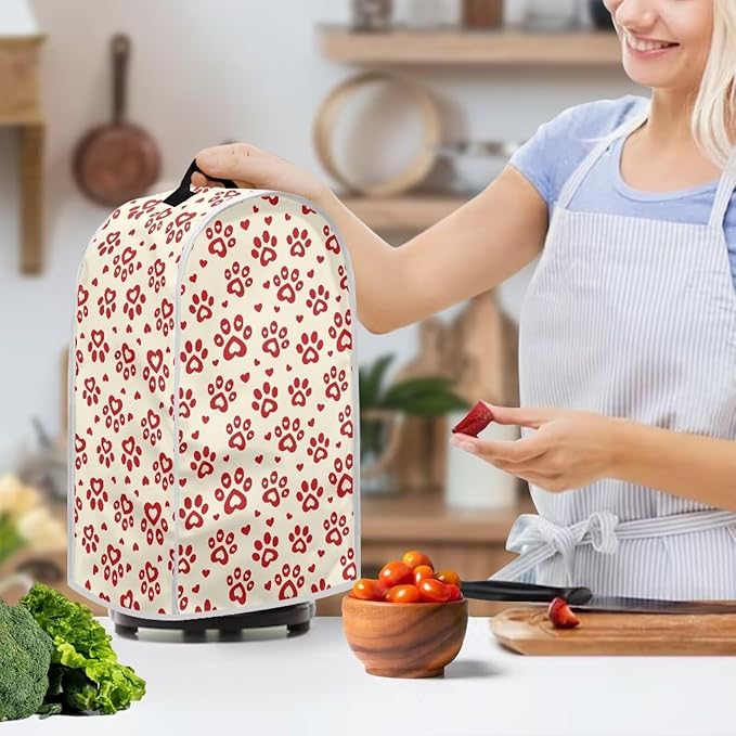 Talayituse Red Dog Paw Heart Print Blender Dust Cover, Fingerprint Protection - Image 3