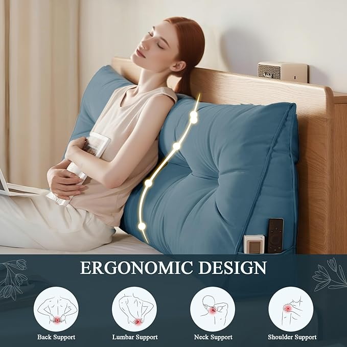 Headboard Pillow King, Large Triangular Wedge Headboard Pillow - Image 2
