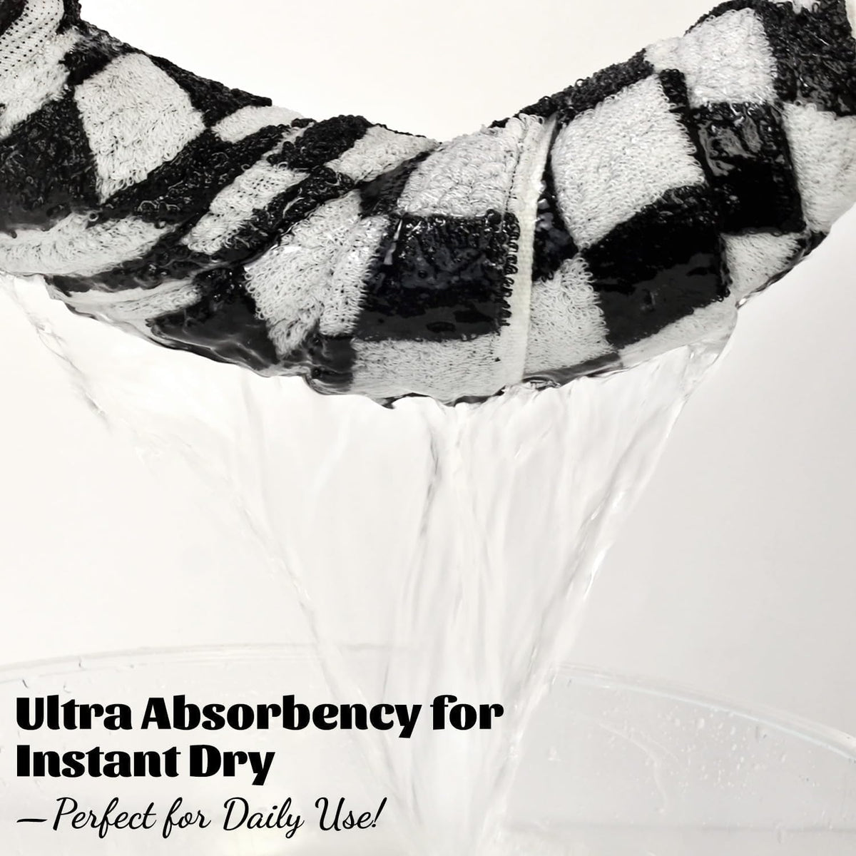 jacquotha black and white checkered cotton bath towels showing dimensions
