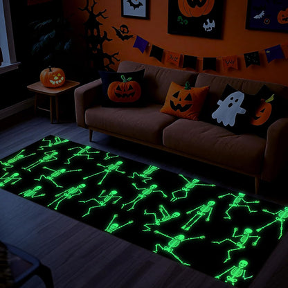 ASPMIZ Halloween Runner Rug, Glow-in-the-Dark Rug Runner Non Slip, Black Rugs with Rubber Back, Washable Rugs for Hallway Laundry Washroom Entryway Home Kitchen, Halloween Decorations, 20" x 60"