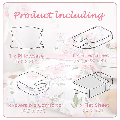 4 Piece Toddler Bedding Set for Girls, Butterfly Toddler Comforter Set - Image 5