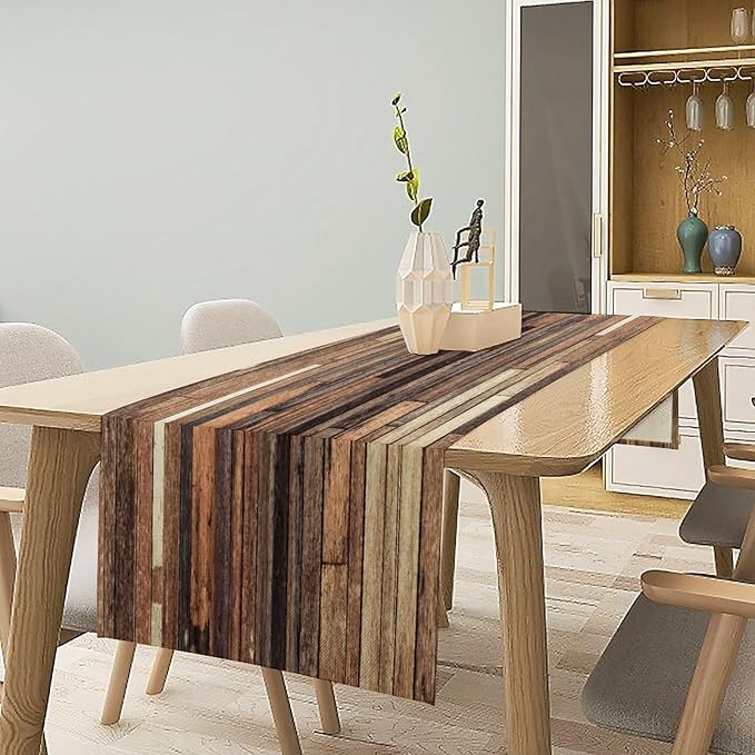 Rustic Wooden Barn Door Table Runner Wood Plank Brown Barnwood Country Lodge - Image 3
