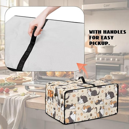 Cute Cats Paw Floral Print Microwave Oven Cover Waterproof Dust-Proof Microwave - Image 5