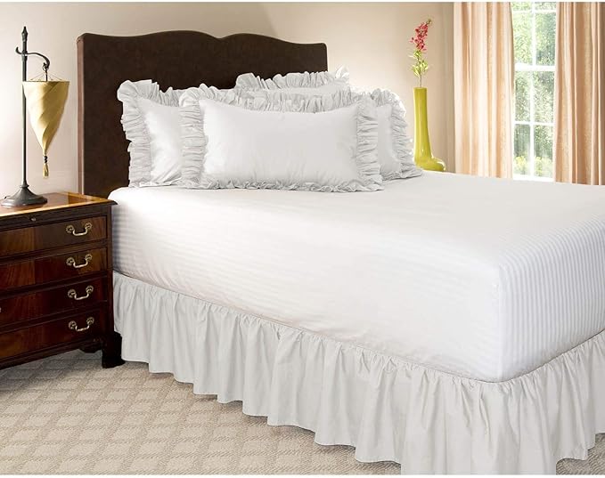 KRISHNA Ruffled Bed Skirt with Split Corners Queen, 100% Microfiber Hotel - Image 4