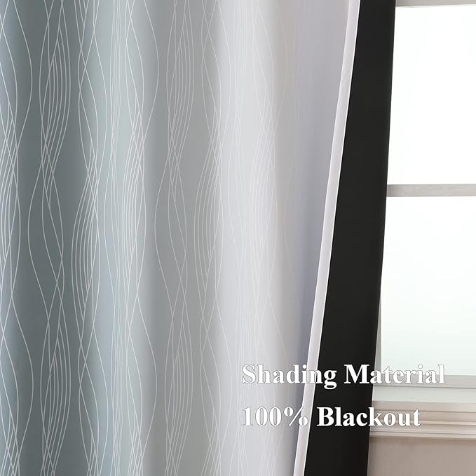 Estelar Textiler Stone Blue and Greyish White Ombre Blackout Curtains 45 Inch - Image 5