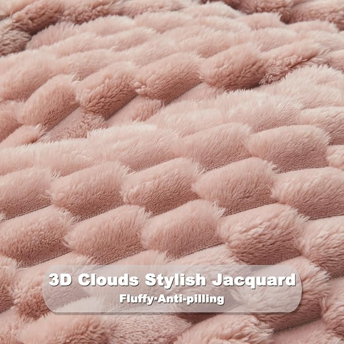 NEWCOSPLAY Super Soft Queen Blanket Pink Premium Silky Flannel Fleece 3D Clouds - Image 8