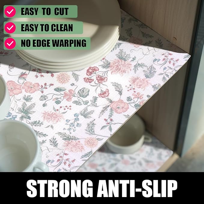 Floral Drawer and Shelf Liner for Cabinets, Non-Adhesive and Strong Non-Slip - Image 2