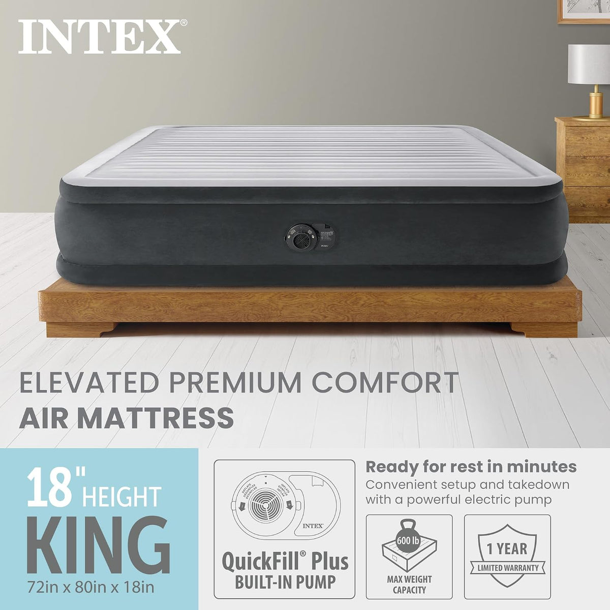 intex dura-beam 18" king size air mattress with shown in use
