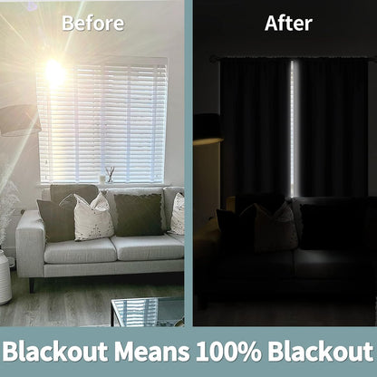 bgment dark grey 100% blackout curtains for bedroom, close-up detail