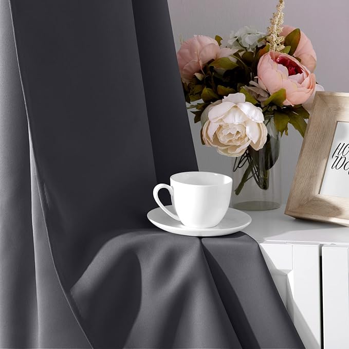 HOMEIDEAS Grey/Gray Blackout Curtains 52 X 63 Inch 2 Panels Room Darkening - Image 8