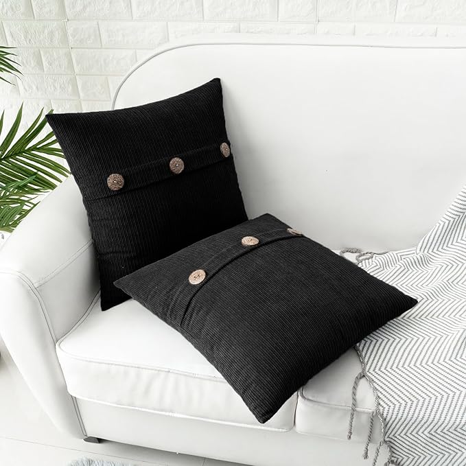 HWY 50 Black Chenille Throw Pillow Covers 16x16 Inch - Image 3