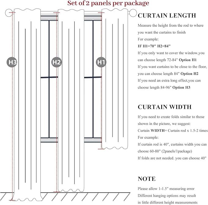 Curtains 70 Inch Length Wide Pleated Blackout Curtain - Image 3