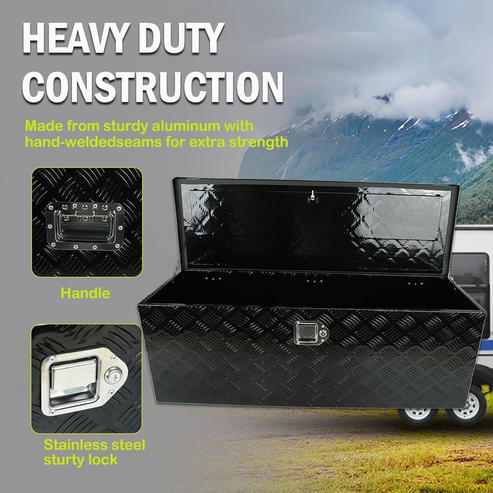 44" Striped Aluminum Pickup Truck Tool Box Waterproof Storage with Lock