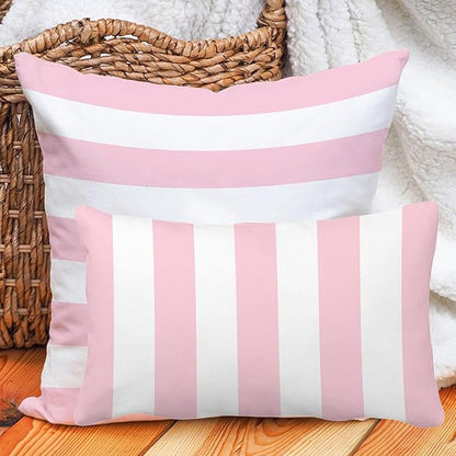 Leaveland Pink and White Stripe Set of 2 12x20 Inch Cotton Polyester Throw - Image 4