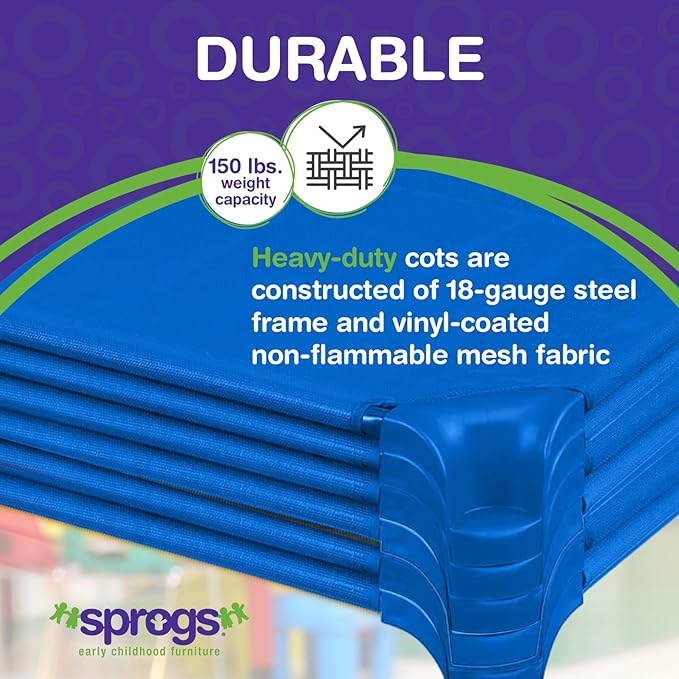 Sprogs Heavy-Duty Stackable Standard Size 52"L Daycare Cots - Image 4