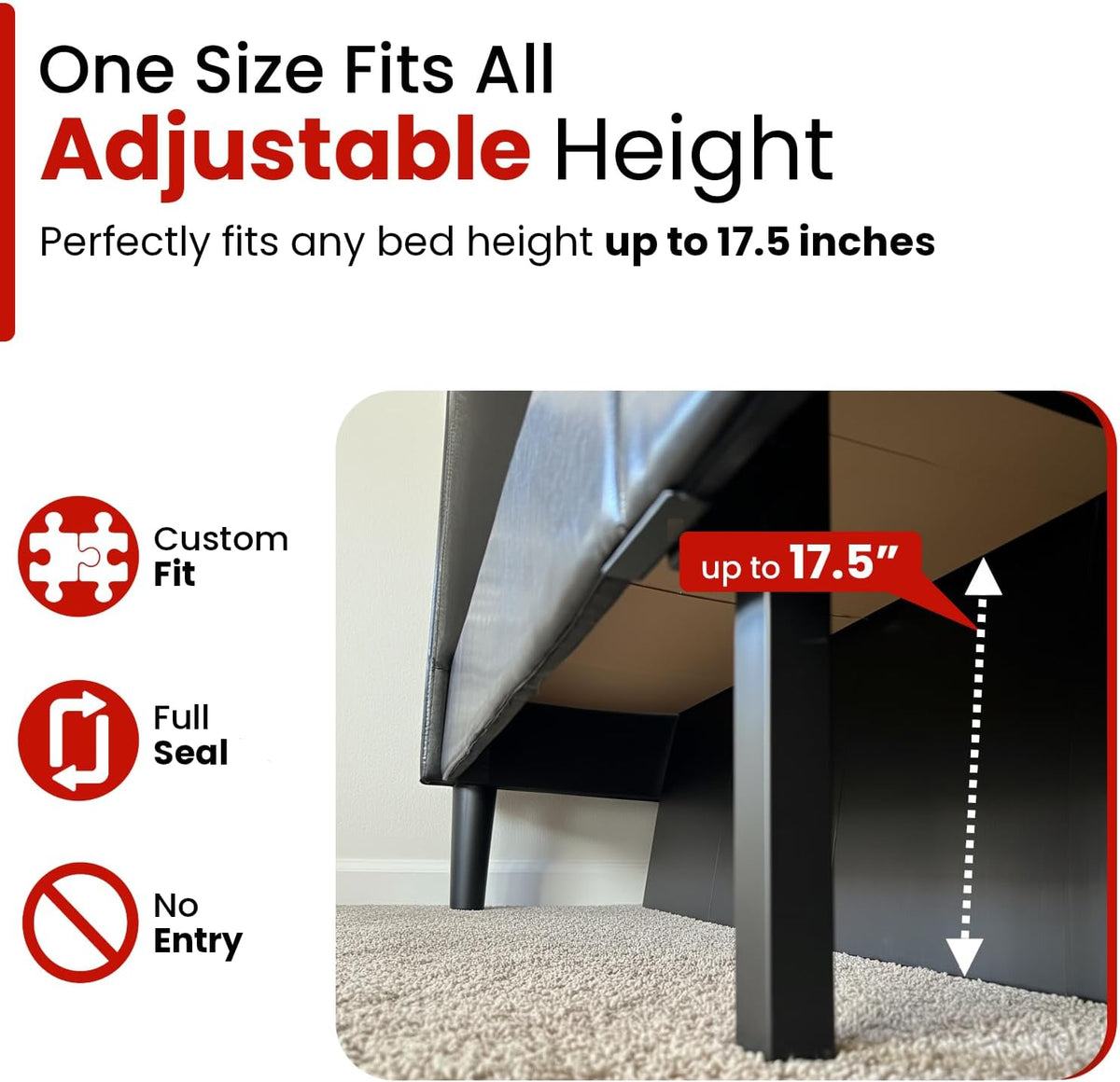 hidden under bed pet blocker – dog and showing dimensions