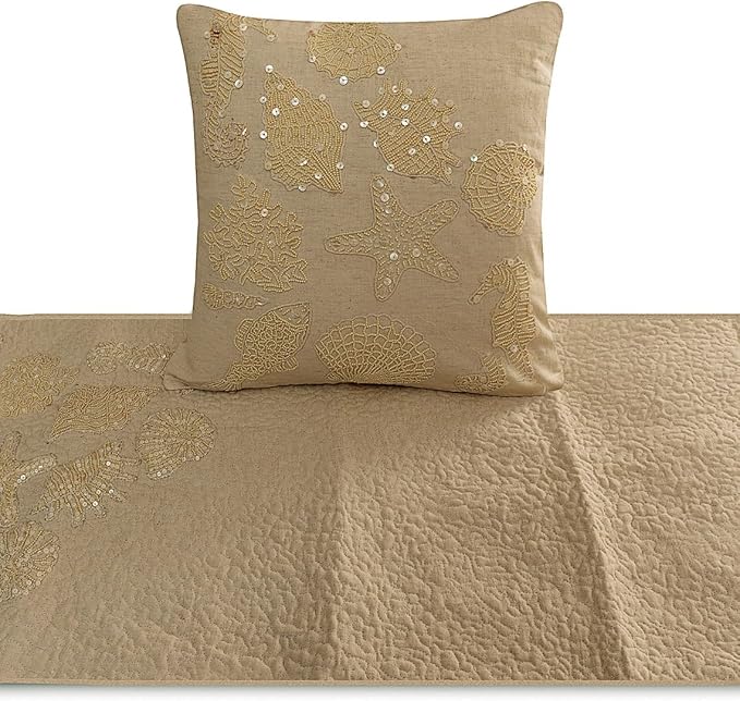 The HomeCentric King Queen Twin Beige Handmade Twin 53"x18" Bed Runner - Image 2