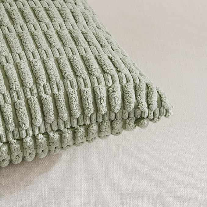 Fancy Homi 4 Packs Sage Green Decorative Throw Pillow Covers 14x24 Inch - Image 4