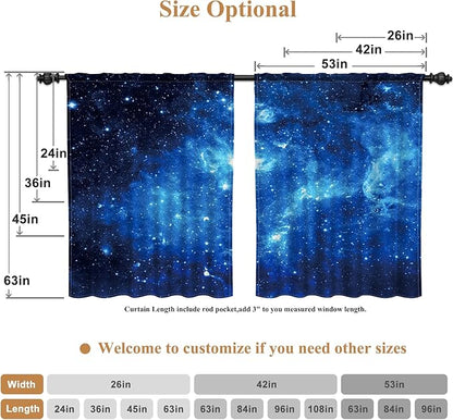 Renaiss 42 x 96 Inch Galaxy Outer Space Tier Curtains Small Window Treatment - Image 6