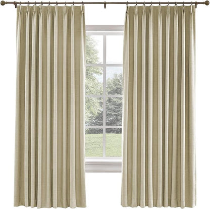 TWOPAGES 150 W x 102 L inch Pinch Pleated Curtain Room Darkening Linen Drapery by TWOPAGES