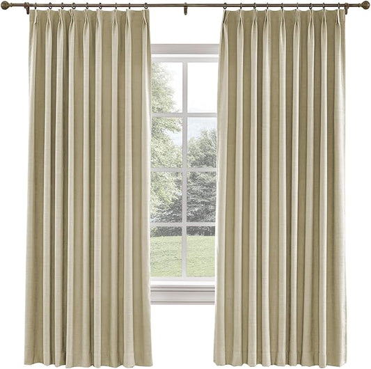 TWOPAGES 36 W x 84 L inch Pinch Pleated Curtain Room Darkening Linen Drapery by TWOPAGES